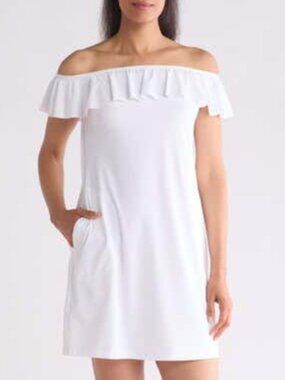 TOMMY BAHAMA Pearl off-the-shoulder Spa dress NWT S